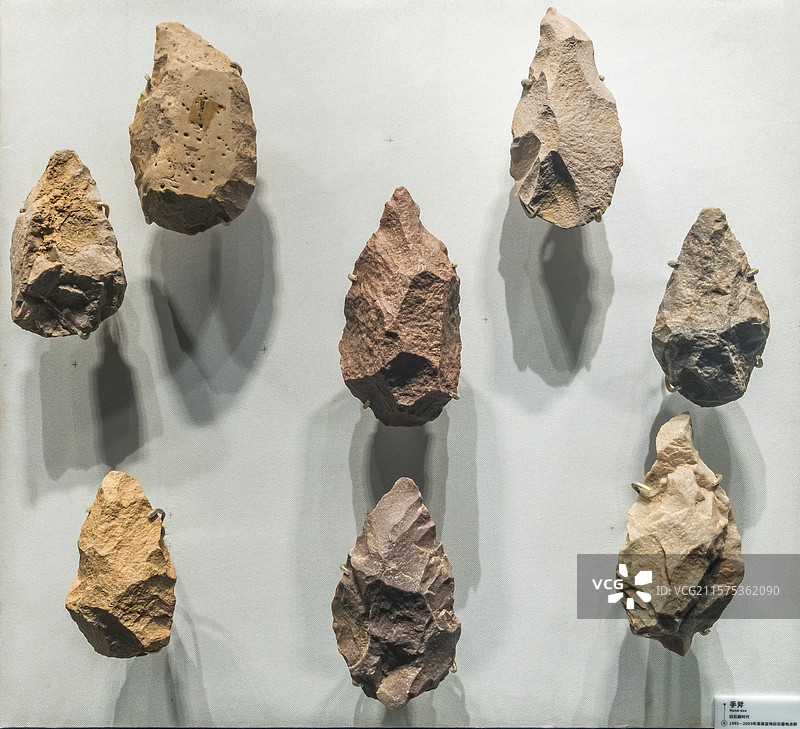 陕西考古博物馆手斧旧石器时代1995-2003年洛南盆地旧石器地点群图片素材