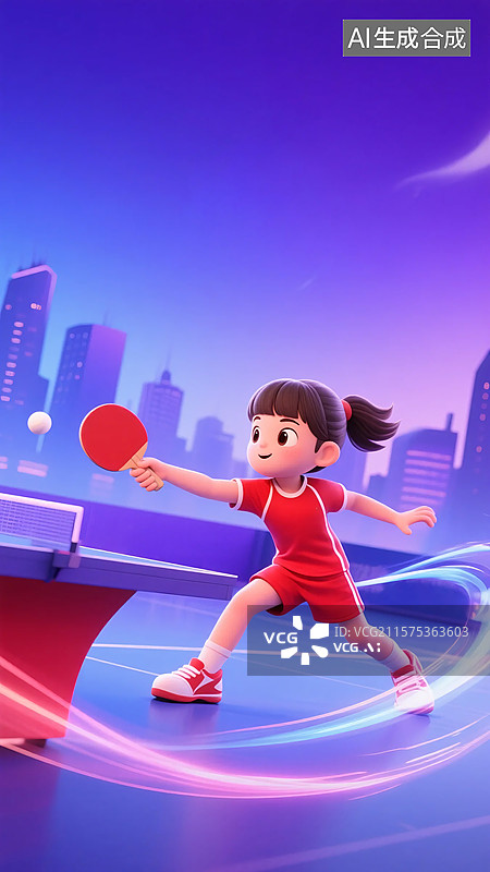 【AI数字艺术】乒乓少女图片素材