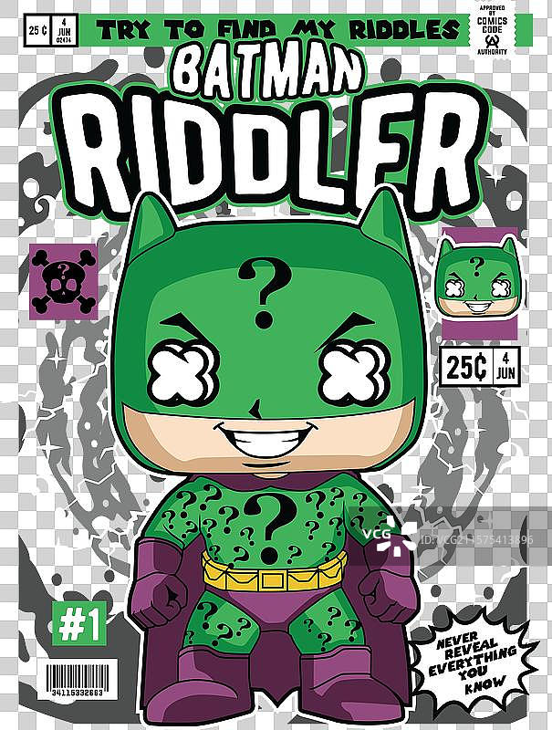 波普艺术中的蝙蝠侠与谜语人图片素材