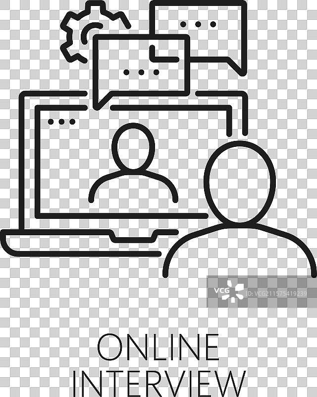 在线面试线条图标 职位搜索 招聘图片素材