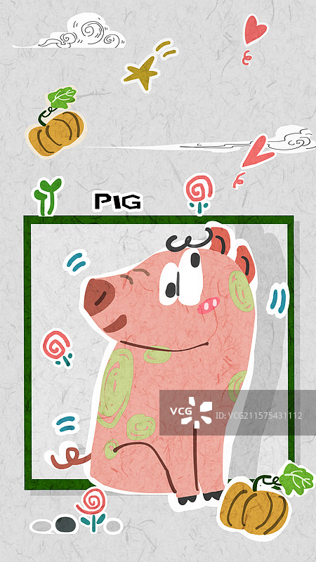 可爱动物猪插画图片素材