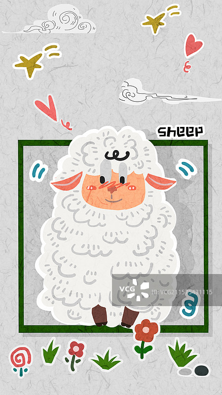 可爱动物绵羊插画图片素材