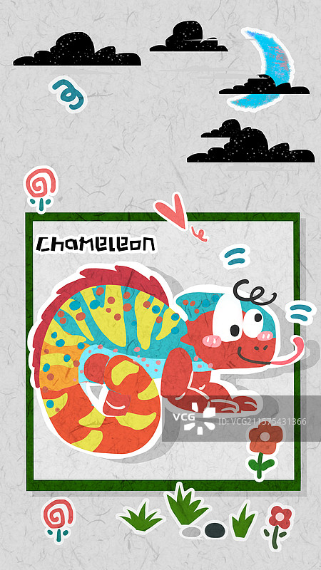 可爱动物变色龙插画图片素材