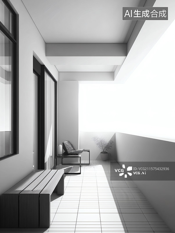 【AI数字艺术】现代简约阳台设计图片素材