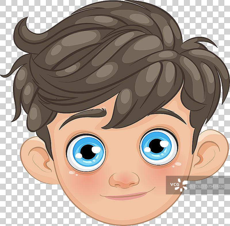 微笑的男孩，拥有一双大大的蓝眼睛图片素材