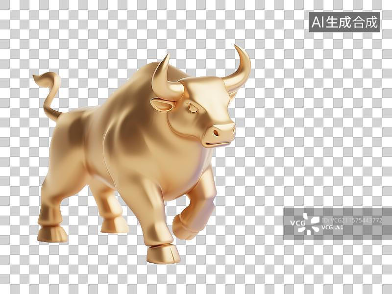 【AI数字艺术】黄金公牛雕塑象征牛市图片素材