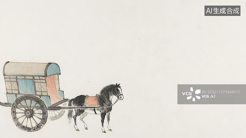 【AI数字艺术】水墨画居左图片素材