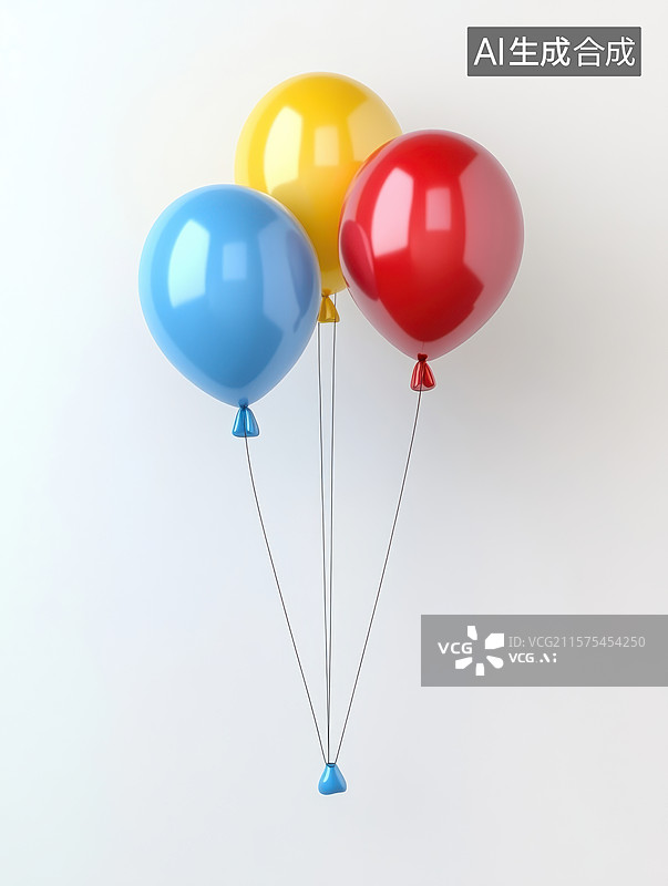 【AI数字艺术】三只彩色气球漂浮在空中图片素材