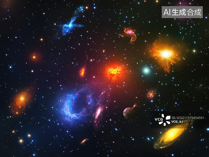 【AI数字艺术】璀璨星河与多彩星系图片素材