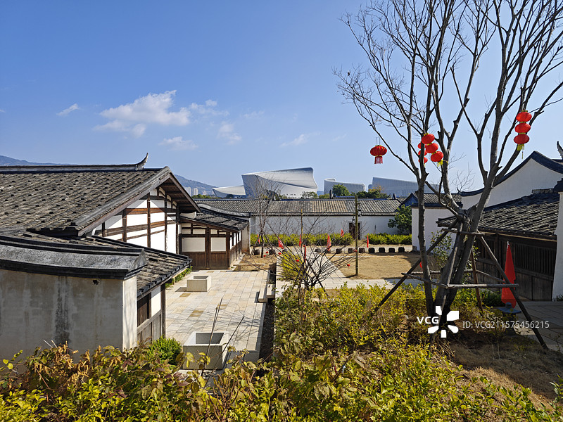 福州梁厝历史文化街区历史文化村落红色灯笼传统节日氛围过年氛围图片素材