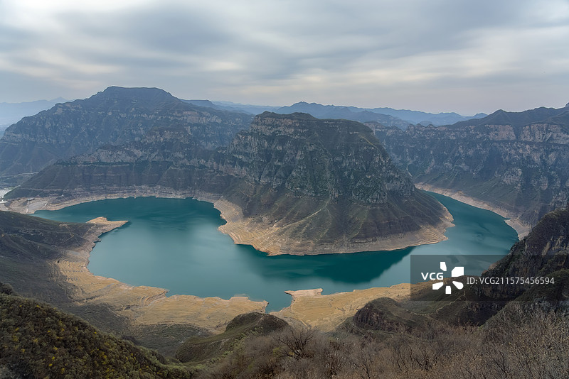 五龙口风景区沁龙峡水库航拍图片素材