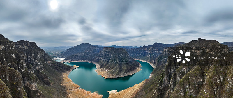 五龙口风景区沁龙峡水库航拍图片素材