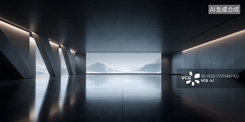 【AI数字艺术】3D未来商务空间设计背景图片素材