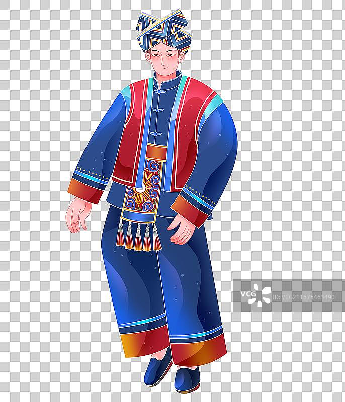 扁平日报风56个民族毛南族跳舞男人图片素材