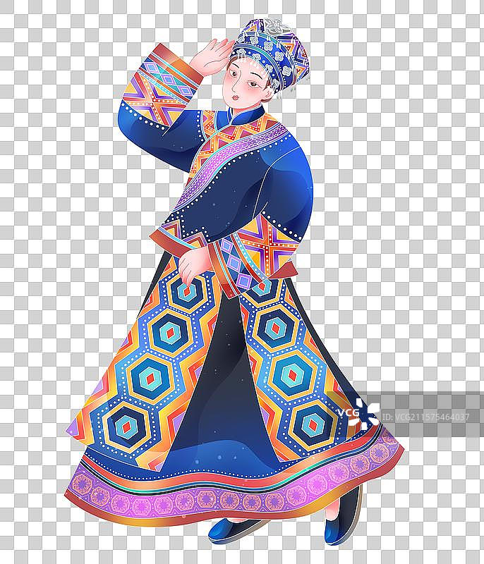 扁平日报风56个民族土家族跳舞少女图片素材