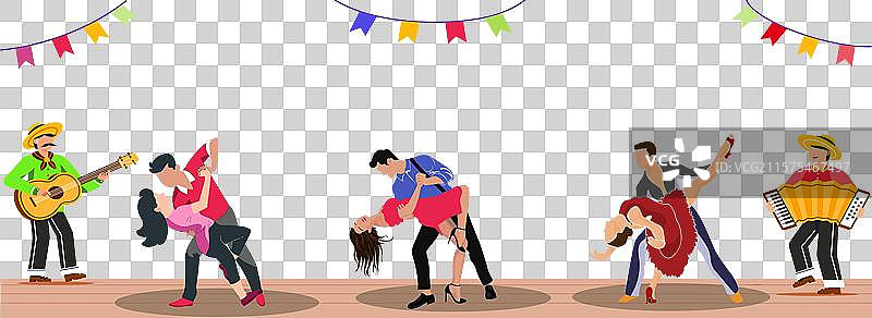 舞者表演探戈和伦巴舞图片素材