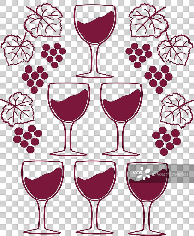 艺术性地摆放的葡萄和酒杯图片素材