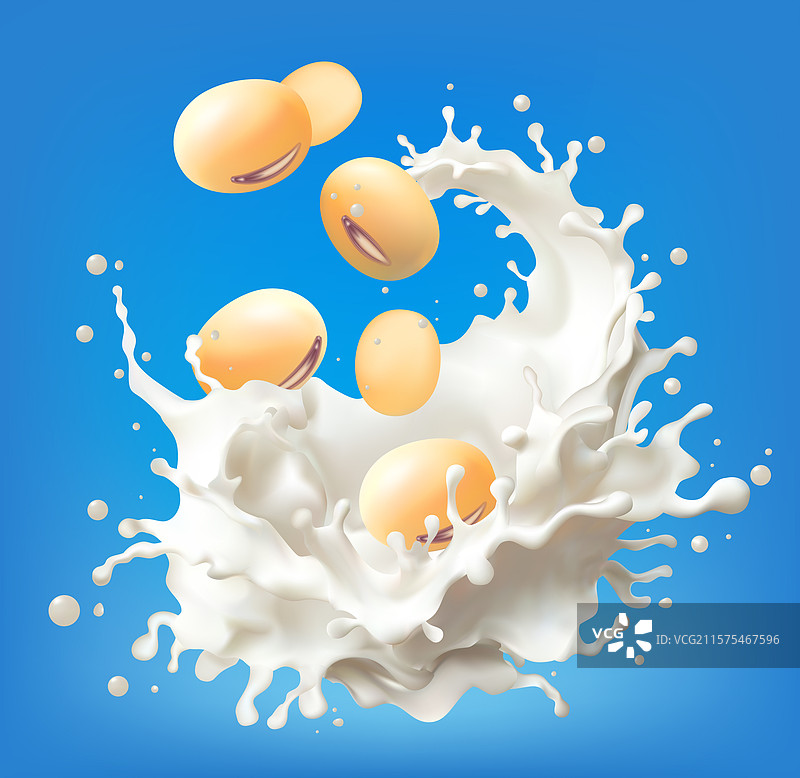 3D牛奶豆浆酸奶溅起的概念网格图片素材