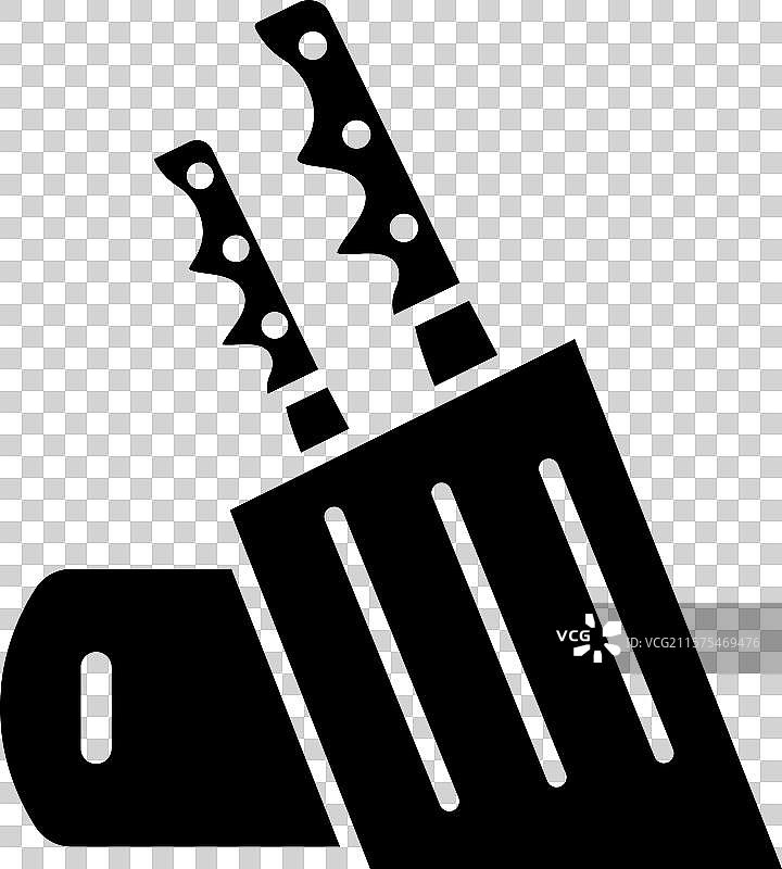 厨师和屠夫的厨房刀具架图标集图片素材