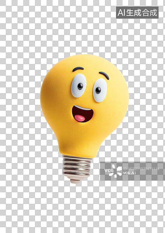 【AI数字艺术】【免抠png素材】3D卡通灯泡图片素材