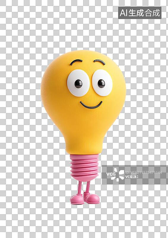 【AI数字艺术】【免抠png素材】3D卡通灯泡图片素材