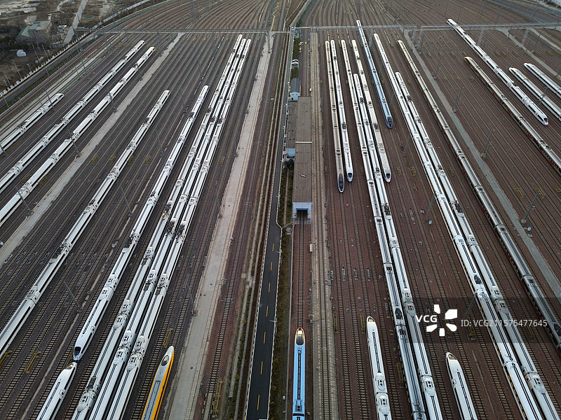 冬季早晨的郑州动车段存车场图片素材