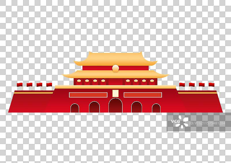 扁平插画风天安门城楼渐变抽象素材图片素材