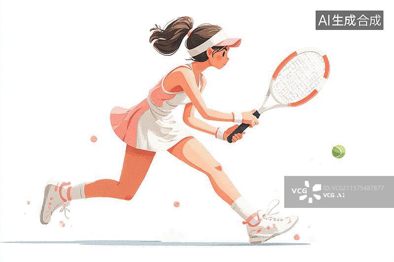 【AI数字艺术】戴着遮阳帽的网球运动员正在打网球图片素材