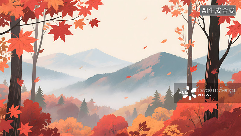 【AI数字艺术】层林尽染的秋色童话图片素材