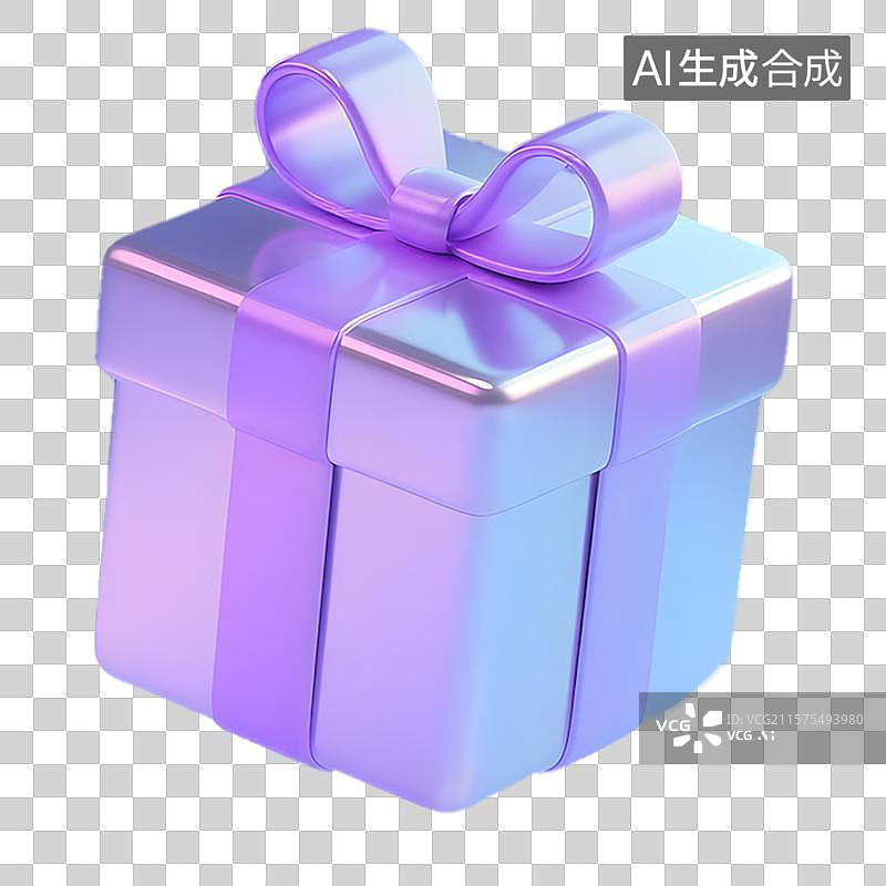 【AI数字艺术】3D镭射光泽礼物盒免抠元素图片素材