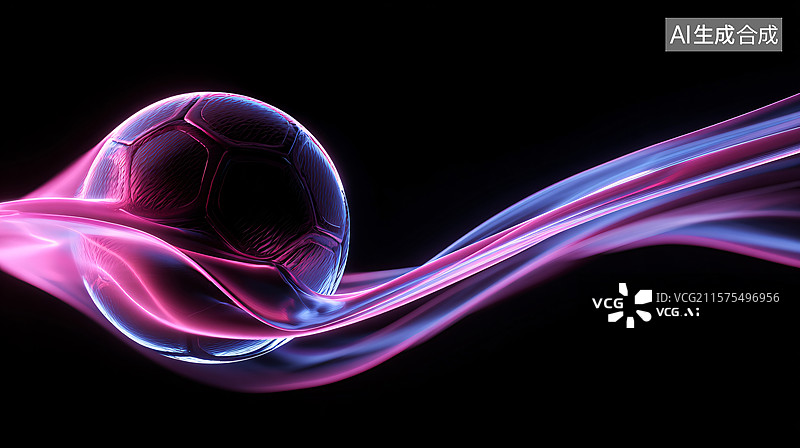 【AI数字艺术】炫光足球飞驰图片素材