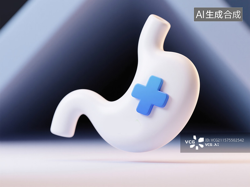 【AI数字艺术】创新胃病科技器官元素为特色抽象商业背景蓝红色调未来派设计医学进步透明科技美学医疗保健图标插画图片素材