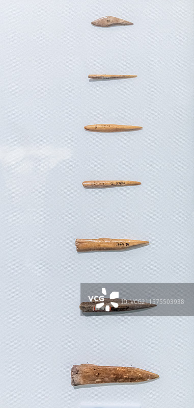 陕西考古博物馆骨锥前仰韶文化时期距今8000-6800年1994年临潼零口遗址图片素材