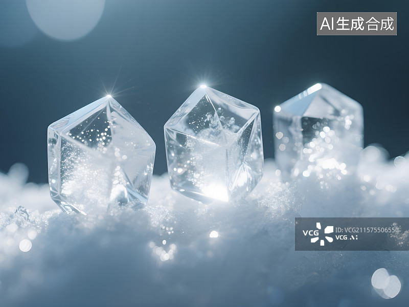 【AI数字艺术】广告高美感素材图——清新自然的洁净冰晶图片素材