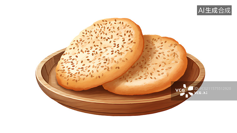 【AI数字艺术】国风手绘插画，中式传统美食小吃，老婆饼，馅饼，烤饼图片素材