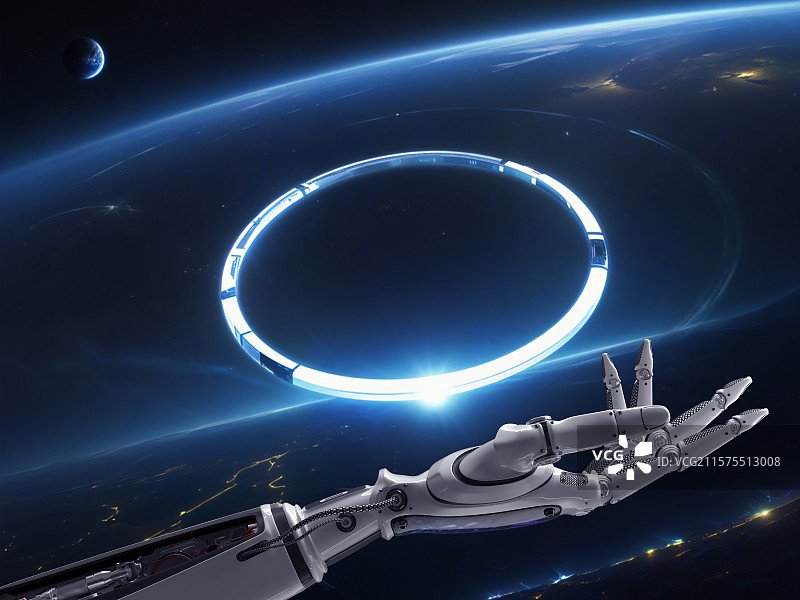 Ai人工智能机器手探索宇宙图片素材