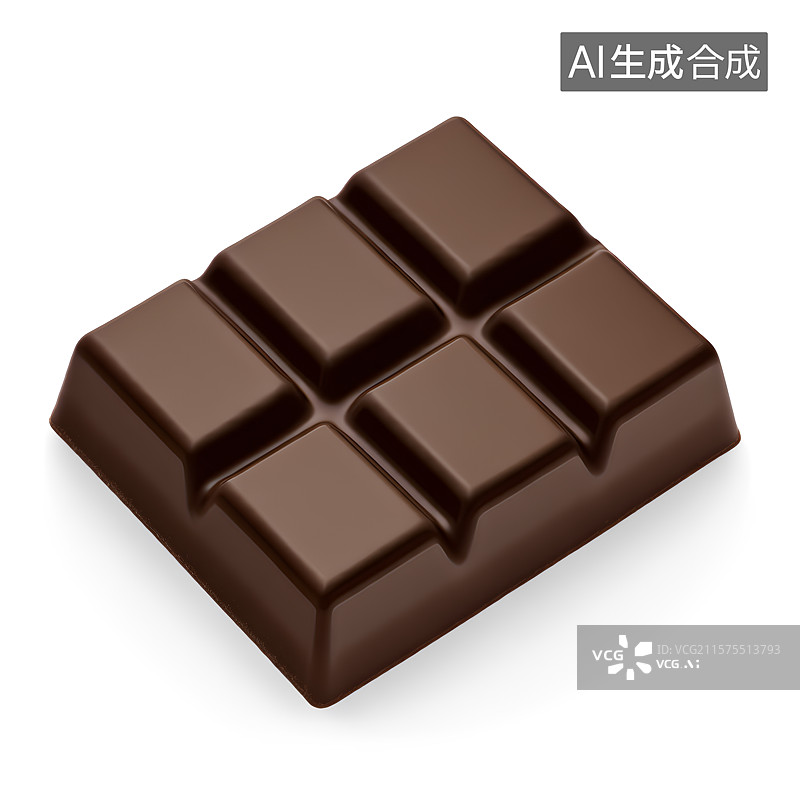 【AI数字艺术】3D渲染，一块巧克力，黑巧，可可脂，甜食零食烘焙原料图片素材
