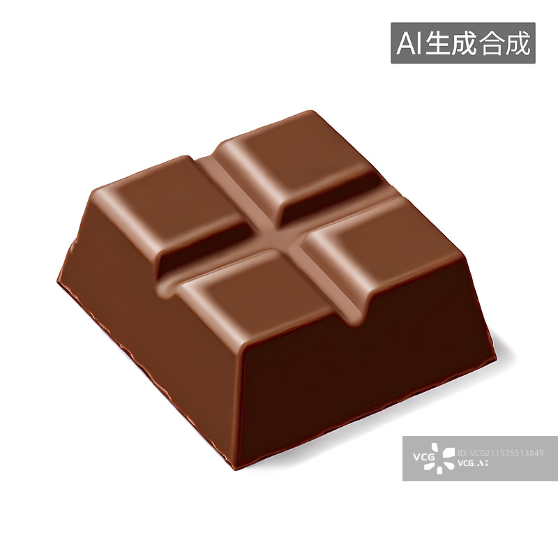 【AI数字艺术】3D渲染，一块巧克力，黑巧，可可脂，甜食零食烘焙原料图片素材