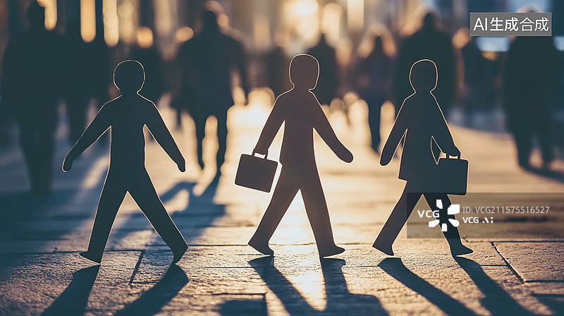 【AI数字艺术】商务上班族剪纸图片素材