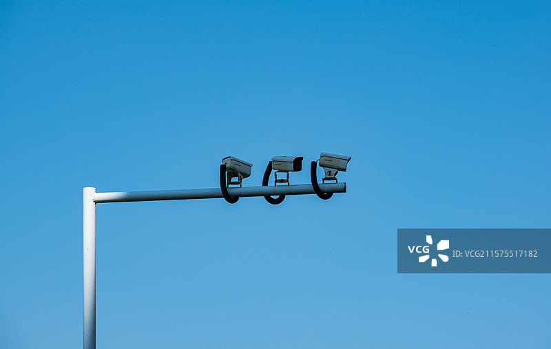 监控、监视、市政、蓝色背景上的监控图片素材
