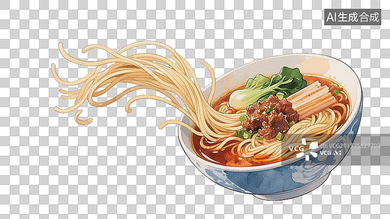 【AI数字艺术】手绘肉酱面插画图片素材
