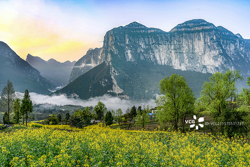 峡谷春晓（湖北恩施大峡谷春色醉人）图片素材