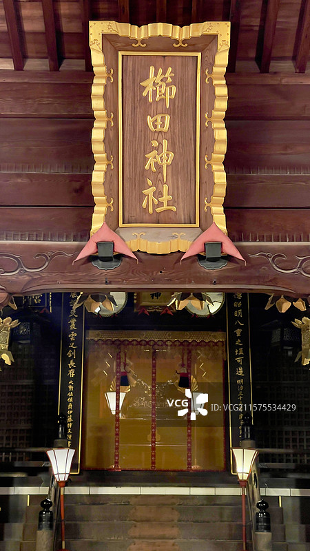福冈栉田神社夜晚图片素材