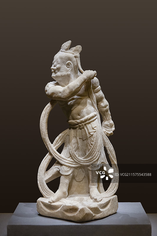 国博-惠世天宫-河北曲阳石雕艺术展-戴花冠力士像-唐-邢台市隆尧城镇村出土-唐-隆尧县文化保护管理所图片素材