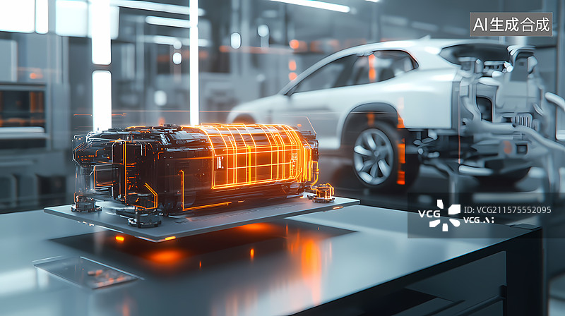 【AI数字艺术】新能源汽车电池研发图片素材