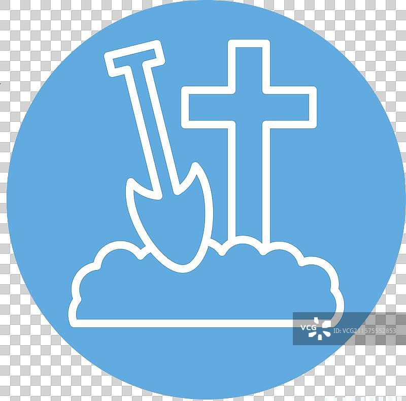 与死亡符号相关的埋葬图标，蓝眼睛风格图片素材