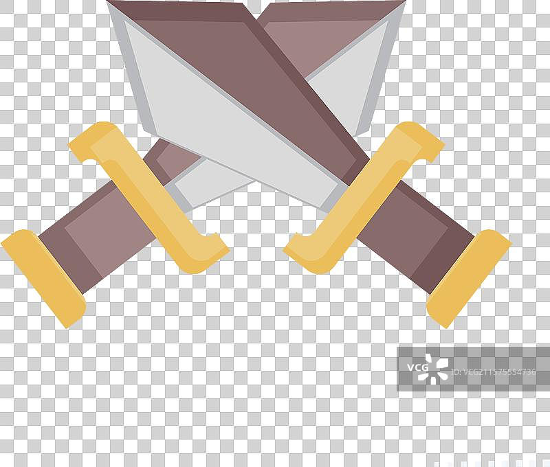 与战争相关的剑图标，军事符号，扁平风格图片素材