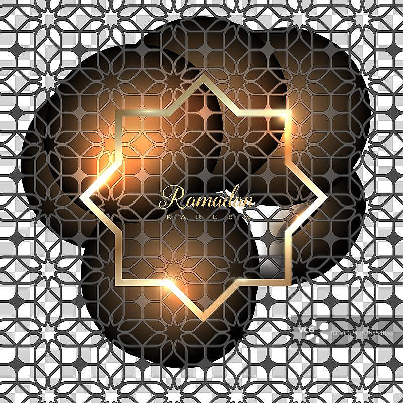 黑色的斋月贺卡，上面有金色星星图片素材