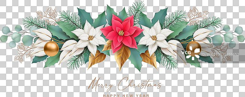 圣诞快乐和新年快乐的花环图片素材