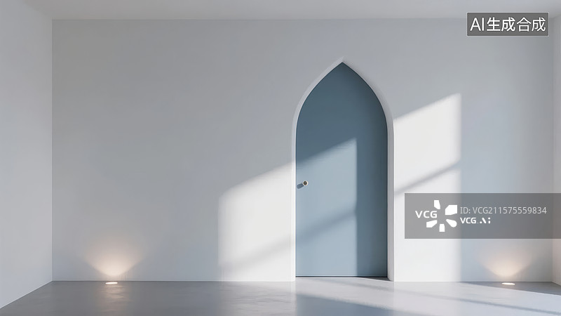 【AI数字艺术】简约室内空间与拱形门设计图片素材